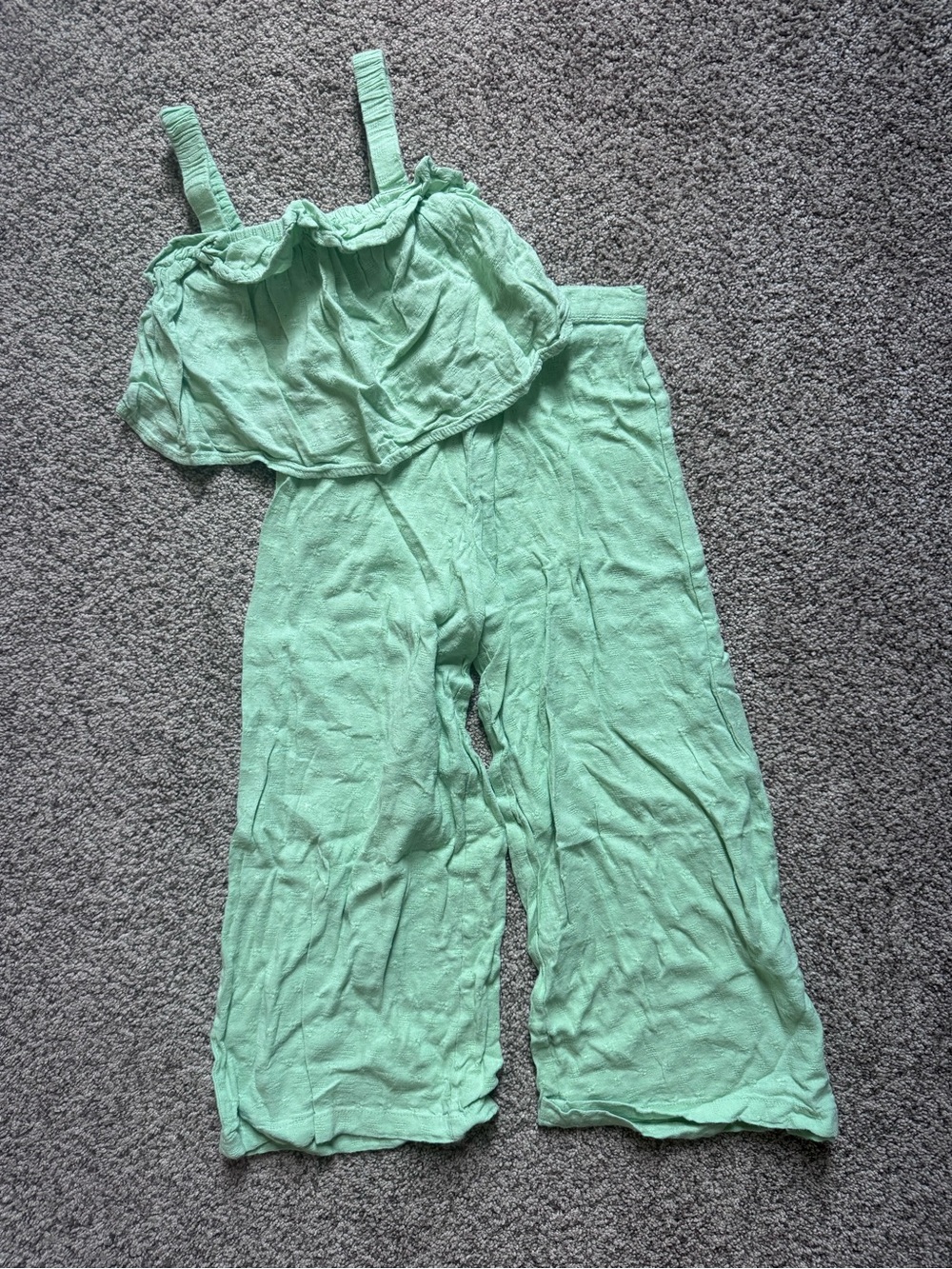 Kids Mint Green Two-Piece Matching Romper Set - Unbranded